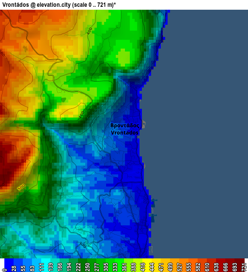 Vrontádos elevation map