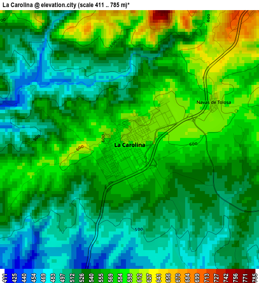 La Carolina elevation map