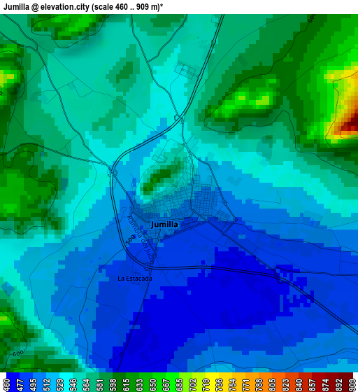 Jumilla elevation map