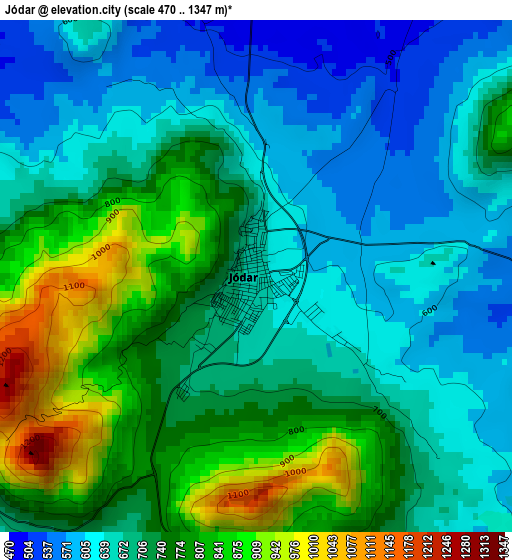 Jódar elevation map