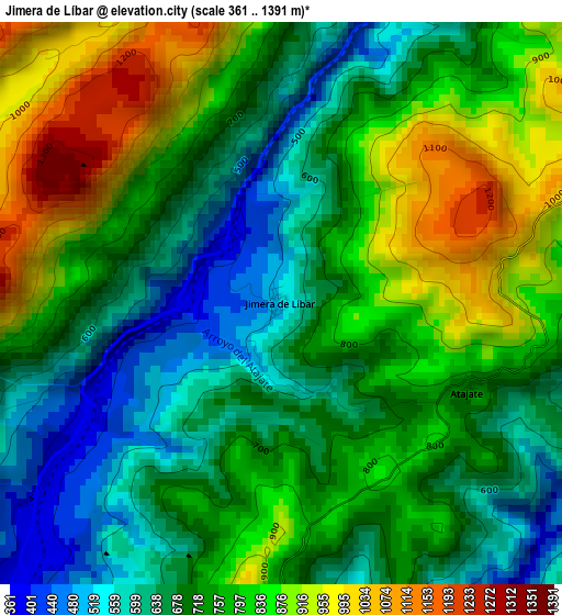 Jimera de Líbar elevation map