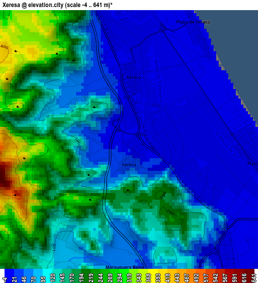 Xeresa elevation map