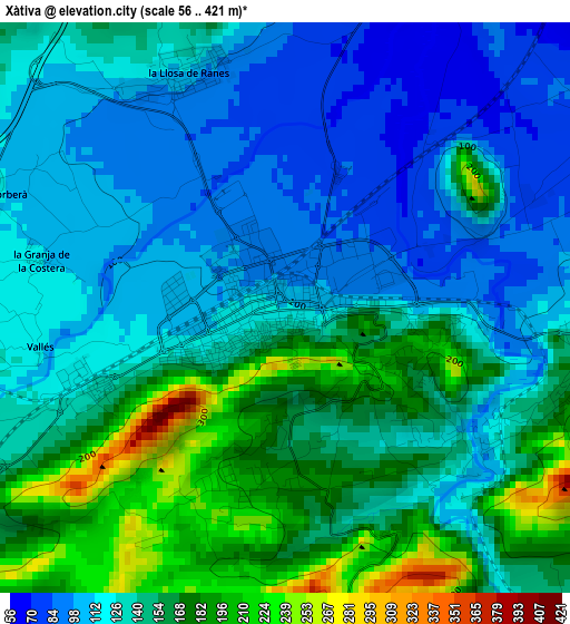 Xàtiva elevation map