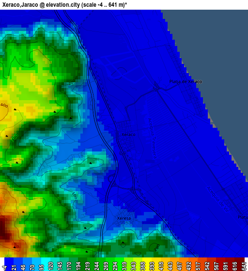 Xeraco,Jaraco elevation map