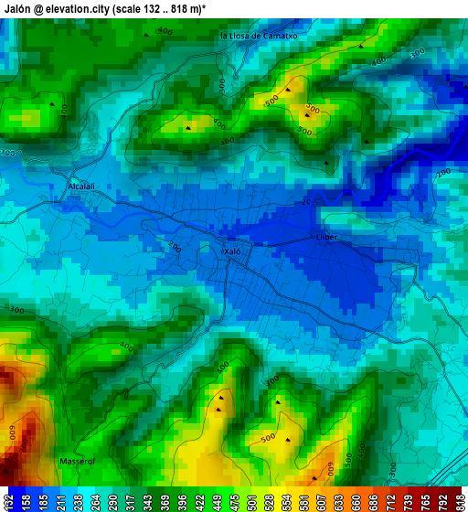 Jalón elevation map