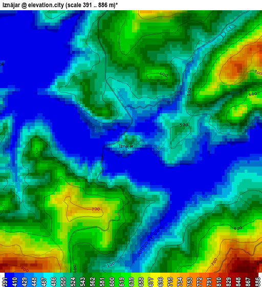 Iznájar elevation map