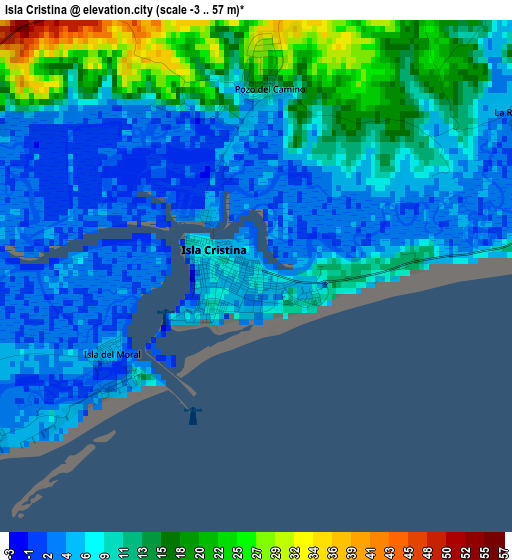 Isla Cristina elevation map