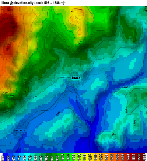 Illora elevation map