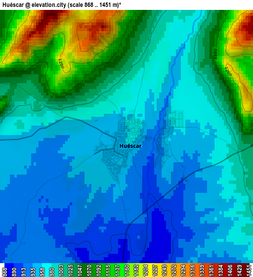 Huéscar elevation map