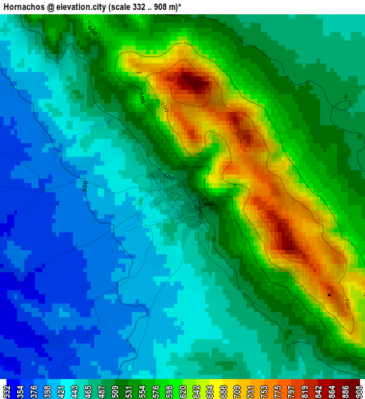 Hornachos elevation map