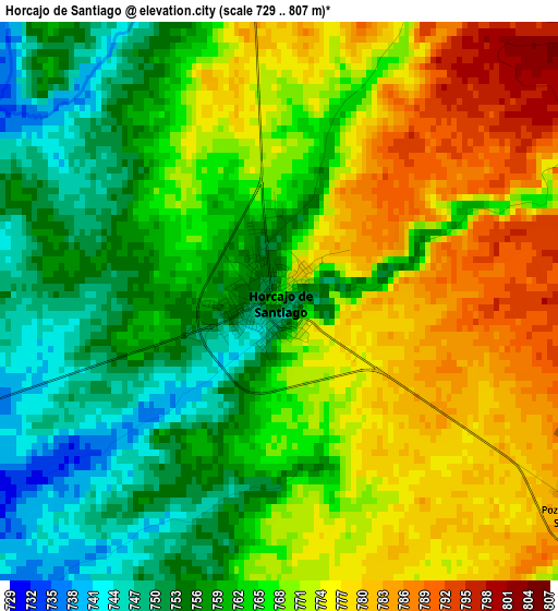 Horcajo de Santiago elevation map