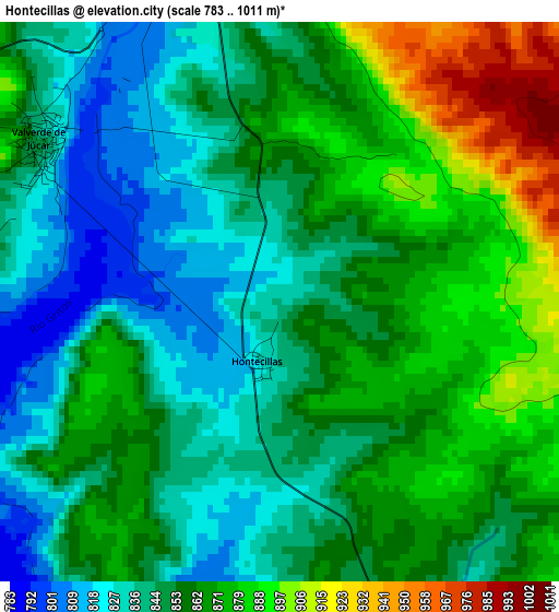 Hontecillas elevation map