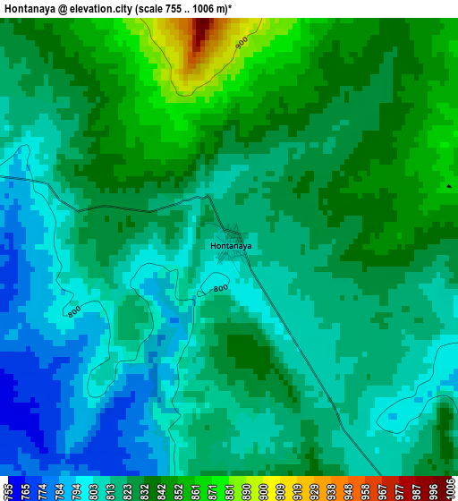 Hontanaya elevation map