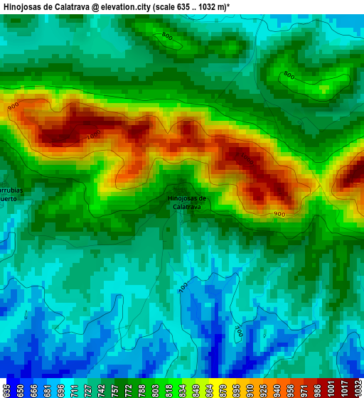 Hinojosas de Calatrava elevation map