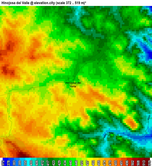 Hinojosa del Valle elevation map