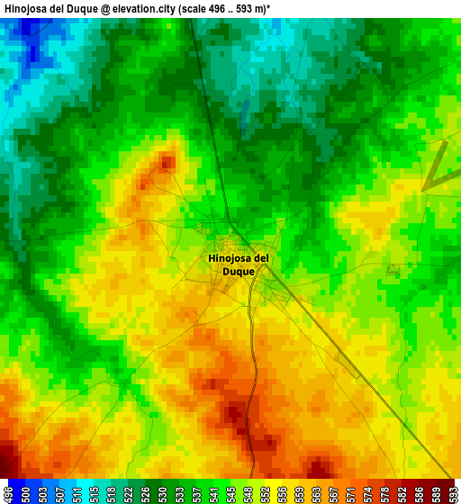 Hinojosa del Duque elevation map