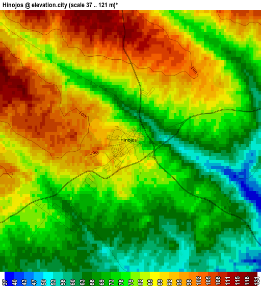 Hinojos elevation map