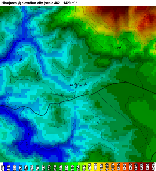 Hinojares elevation map