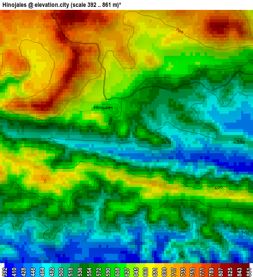 Hinojales elevation map