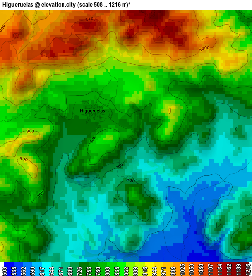 Higueruelas elevation map