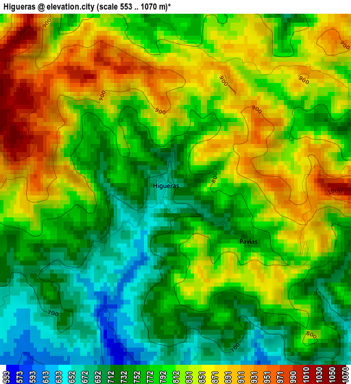 Higueras elevation map