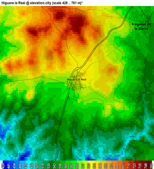 Higuera la Real elevation map