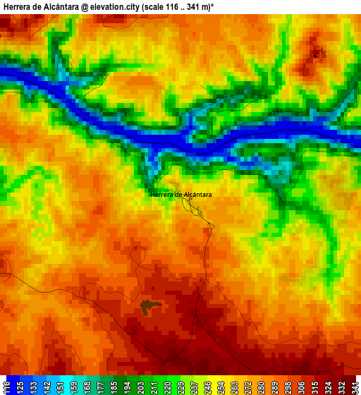 Herrera de Alcántara elevation map