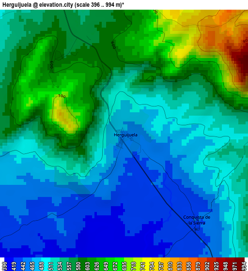 Herguijuela elevation map