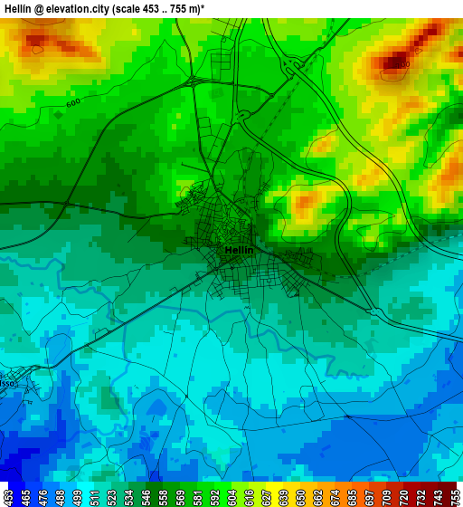 Hellín elevation map