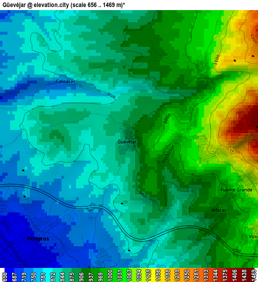 Güevéjar elevation map