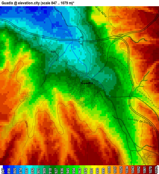 Guadix elevation map