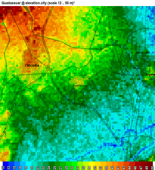 Guadassuar elevation map