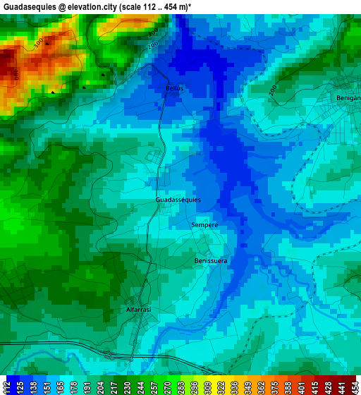 Guadasequies elevation map