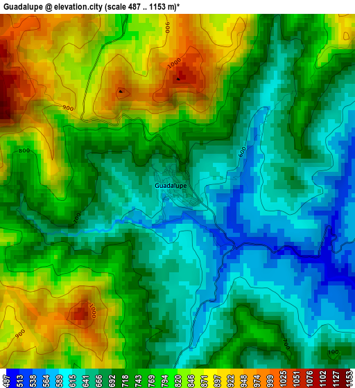 Guadalupe elevation map