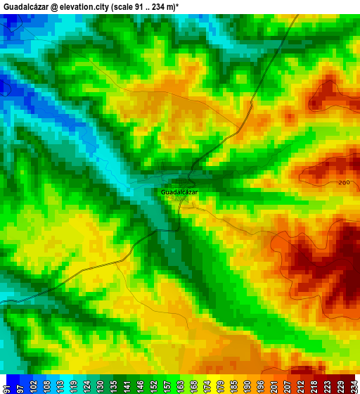 Guadalcázar elevation map