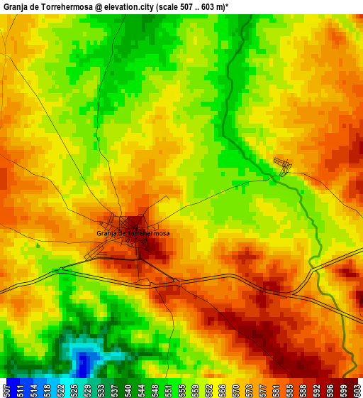 Granja de Torrehermosa elevation map