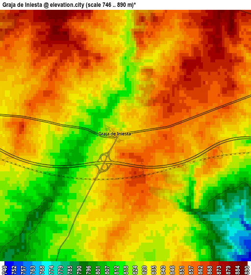 Graja de Iniesta elevation map