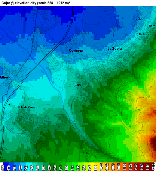 Gójar elevation map