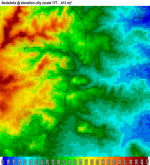 Godelleta elevation map