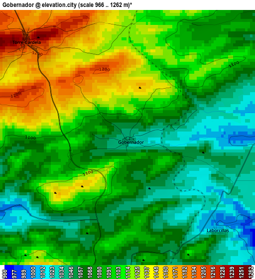 Gobernador elevation map