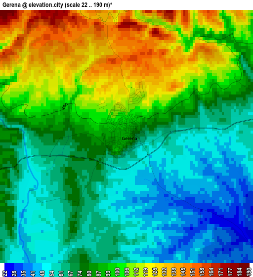 Gerena elevation map