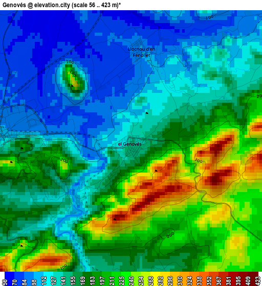 Genovés elevation map