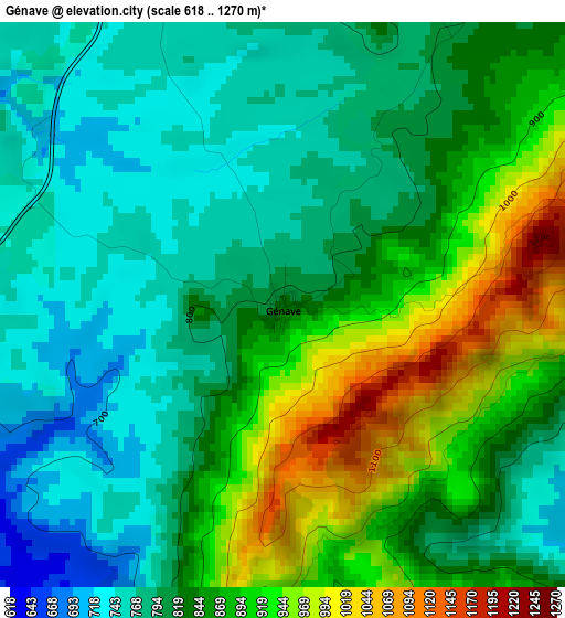 Génave elevation map