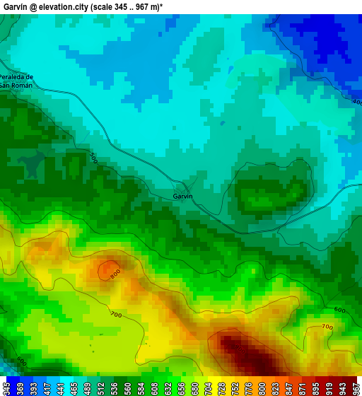 Garvín elevation map