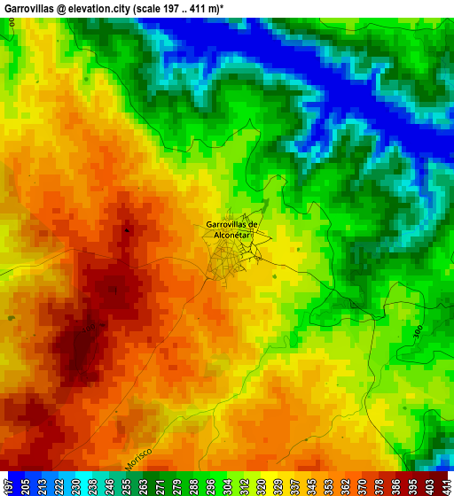 Garrovillas elevation map