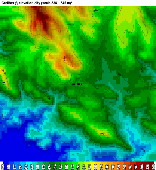 Garlitos elevation map