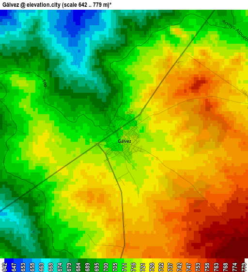 Gálvez elevation map