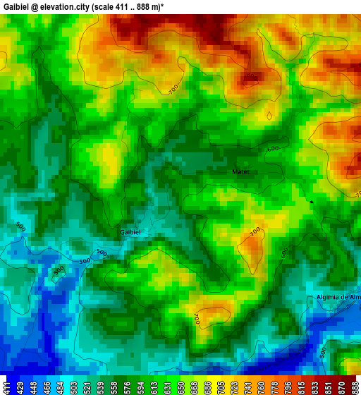 Gaibiel elevation map