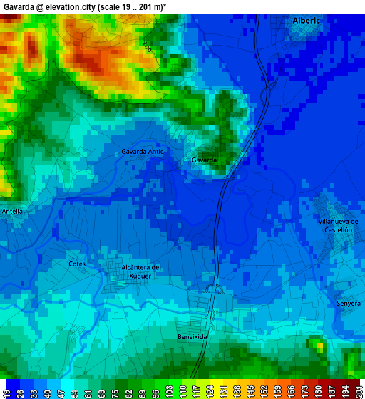 Gavarda elevation map