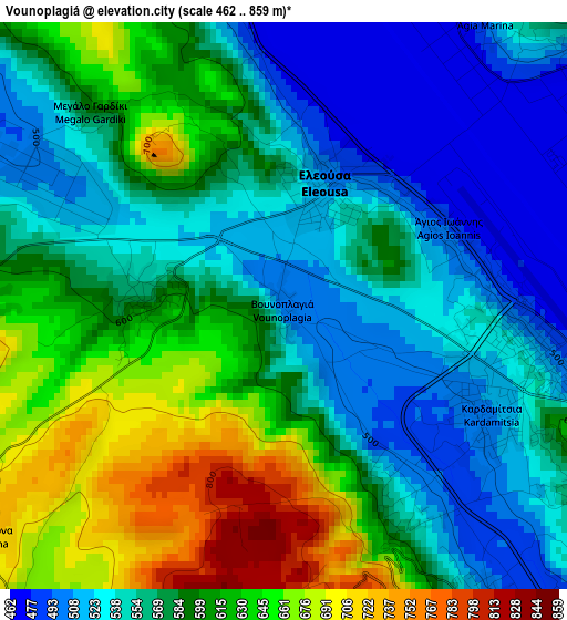 Vounoplagiá elevation map